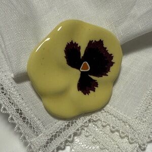 Elegant Yellow Pansy Floral Brooch